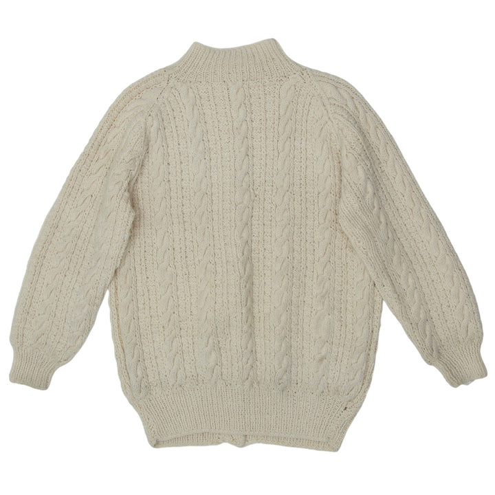 Vintage Cable Knit High Neck Sweater Cardigan