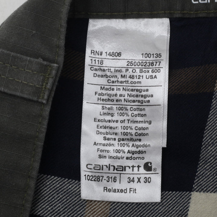 Mens Carhartt Relaxed Fit Plaid Lined Ripstop Cargo Pants