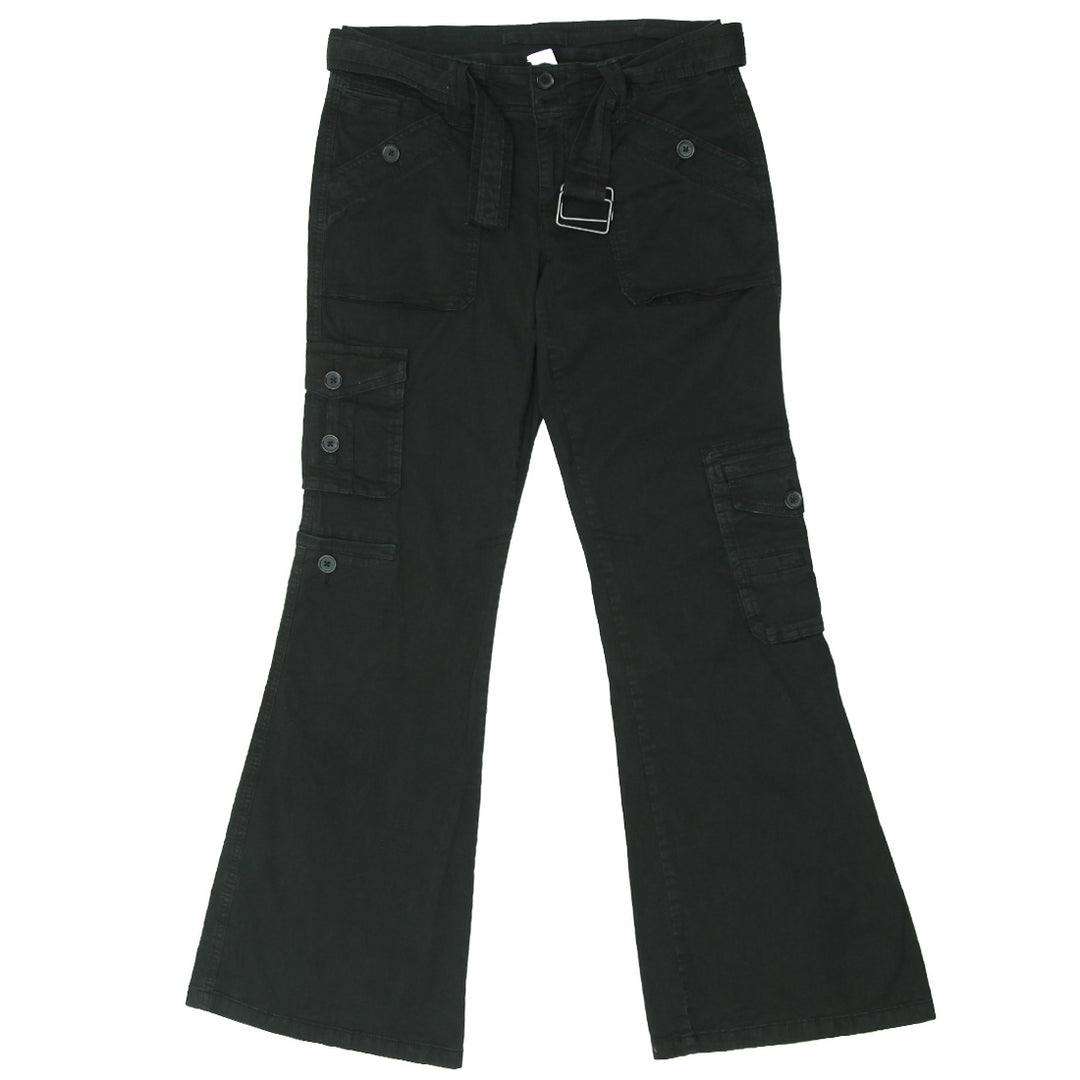 Ladies Bootleg Black Cargo Pants