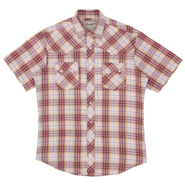 Mens Wrangler Plaid Pearl Button Western Shirt