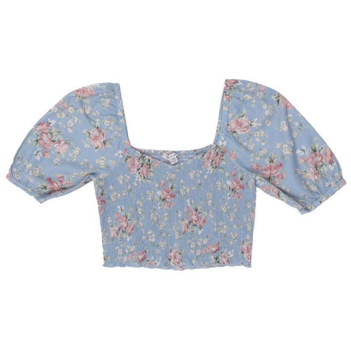 Ladies American Eagle Floral Smocked Crop Top