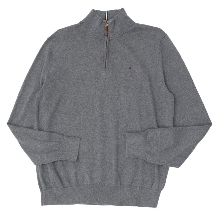 Mens Tommy Hilfiger Quarter Zip Gray Sweater