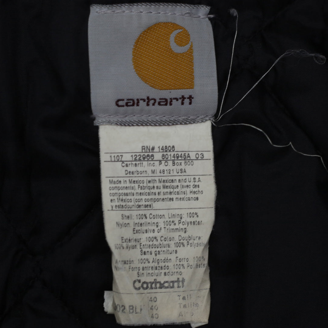 Mens Carhartt J02-BLK Quilted Lined Workwear Jacket Distressed