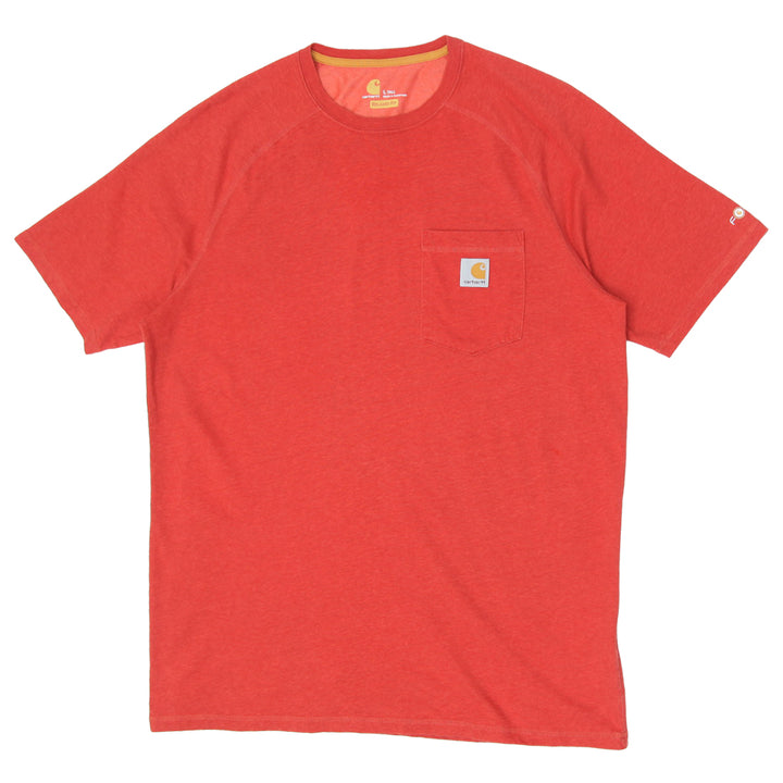 Mens Carhartt Force Relaxed Fit Orange Pocket T-Shirt