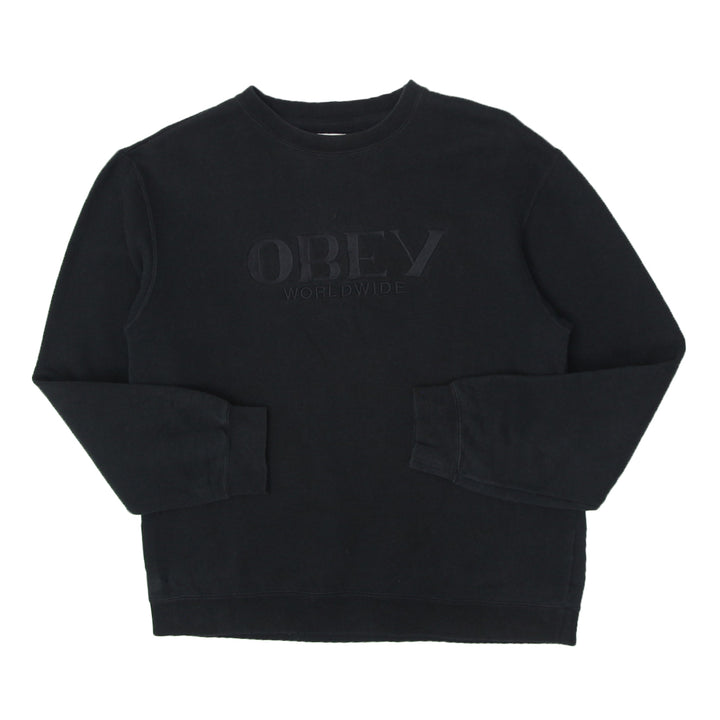 Mens Obey Worldwide Black Crewneck Sweatshirt