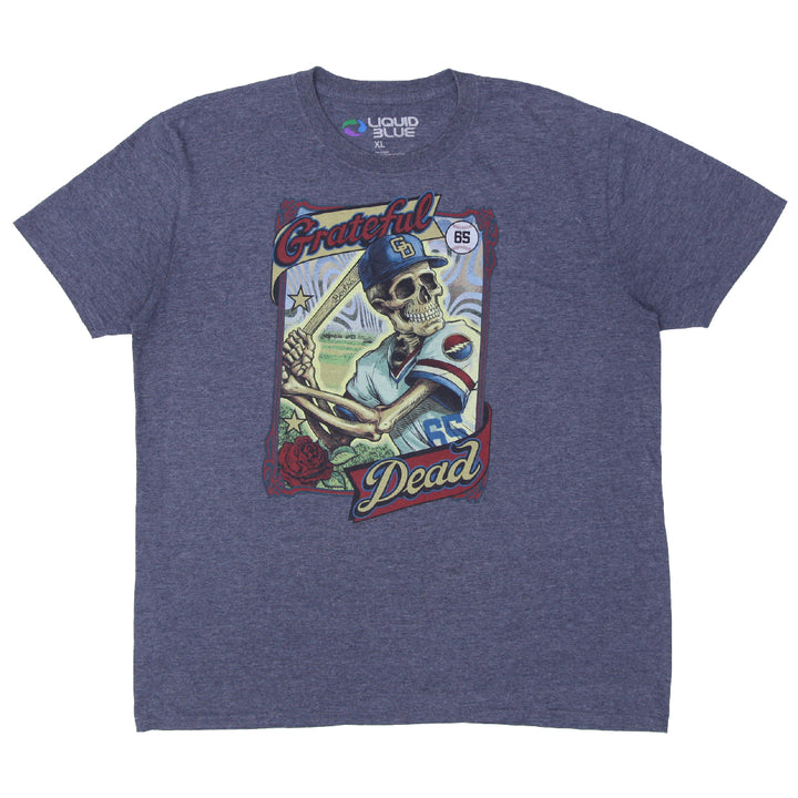 Mens Liquid Blue Grateful Dead Bertha Baseball T-Shirt