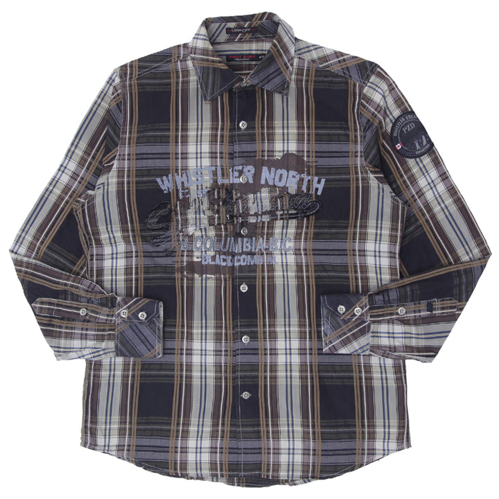 Mens Y2K Point Zero Slim Fit Checkered Long Sleeve Shirt