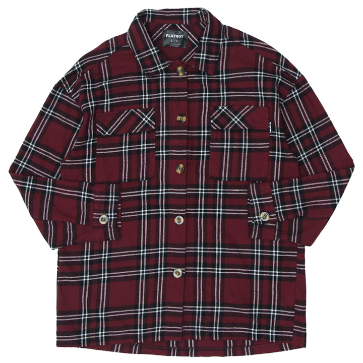 Mens Playboy Red Flannel Long Sleeve Shirt