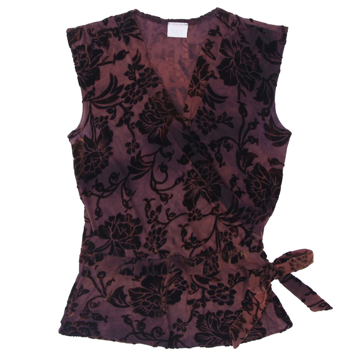 Y2K Suzy Sheir Floral Velvet Felt Sleeveless Top