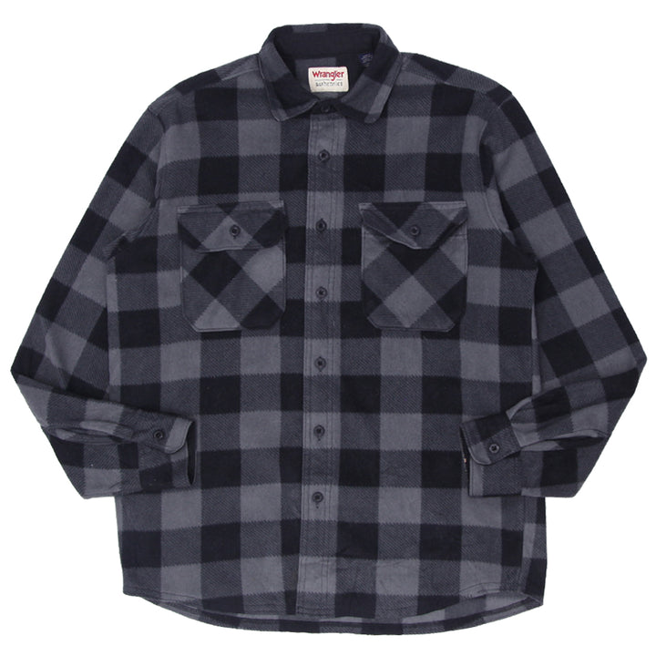 Mens Wrangler Authentics Gray And Black Flannel Shirt