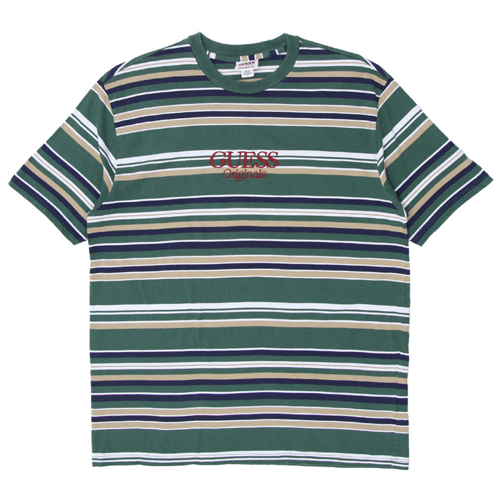 Mens Guess Embroidered Stripe T-Shirt