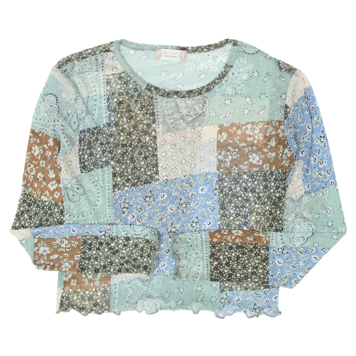 Y2K Floral Mesh Long Sleeve Top