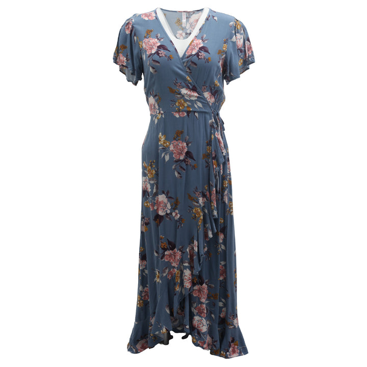 Ladies Xhilaration Floral Wrap Ruffle Dress