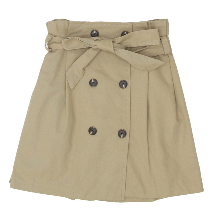 Ladies Button Down Belted Elastic Waist Mini Skirt