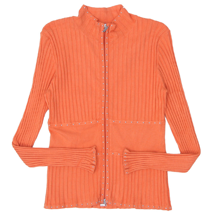 Y2K Belldini Full Zip Orange Rib Top