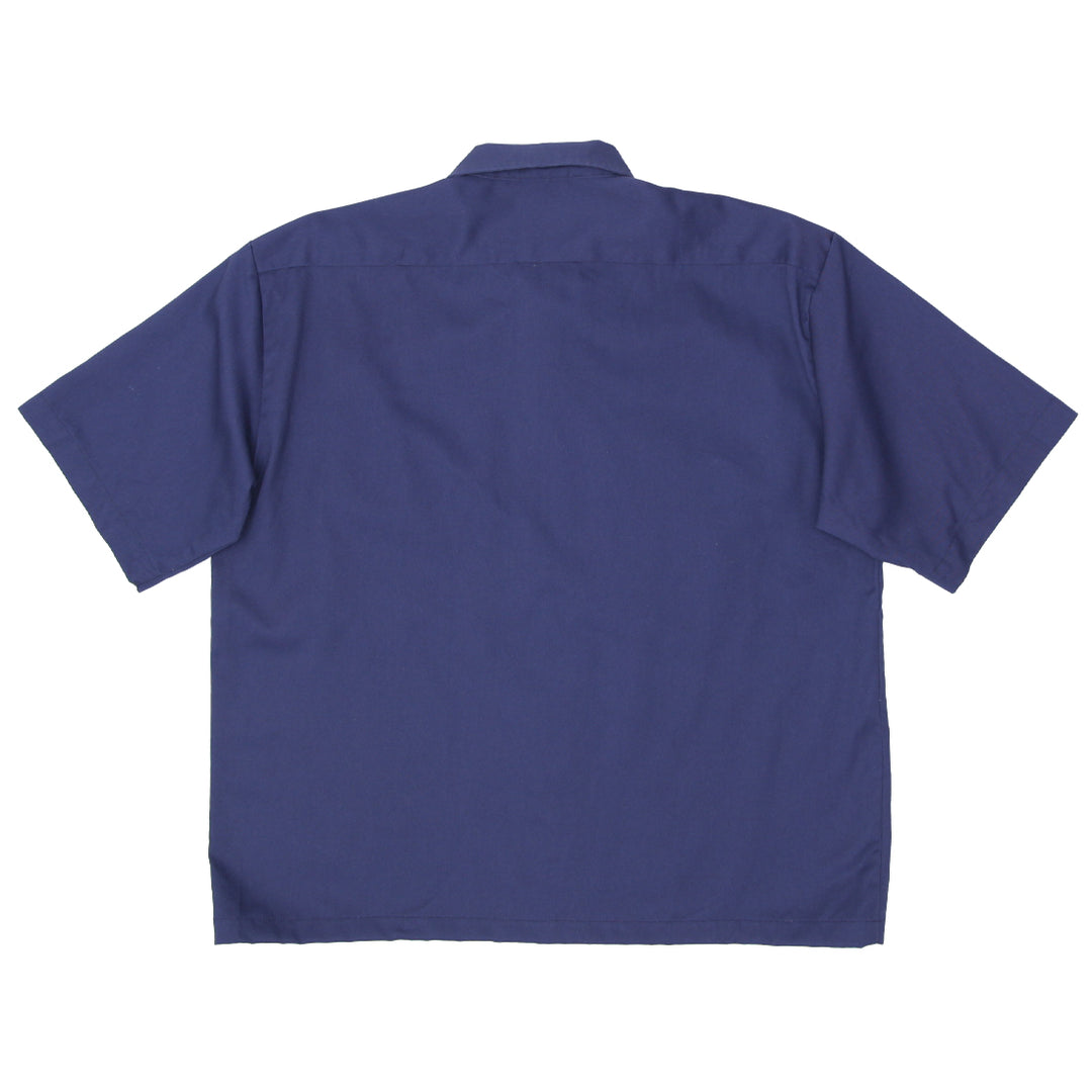 Mens Dickies Customized Short Sleeve Work Shirt Navy Blue