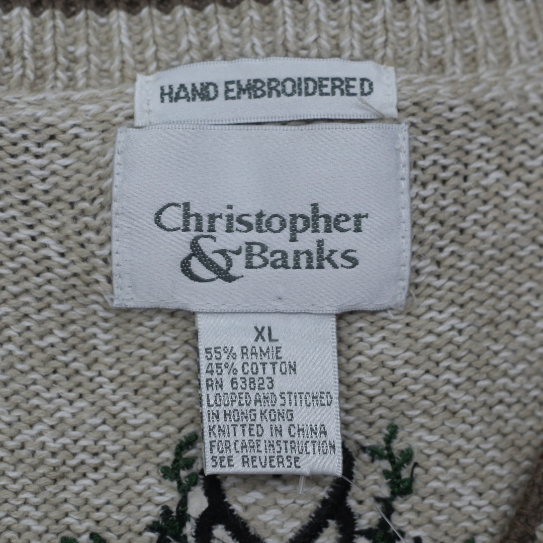 Vintage Christopher & Banks Hand Embroidered Knitted Vest Ladies