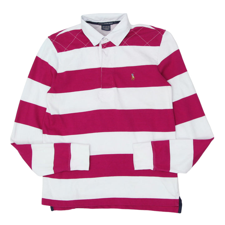 Ladies Ralph Lauren Sport Striped Long Sleeve Polo T-Shirt