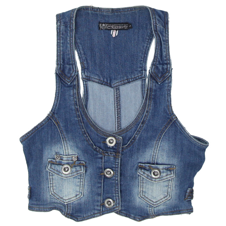 Y2K Denim Crop Vest Girls Youth