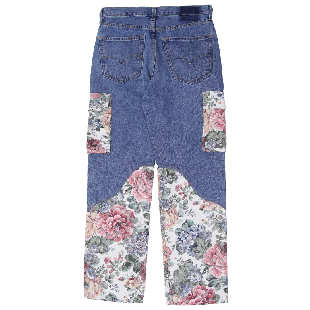 Rework Denim Floral Jacquard Cargo Pants