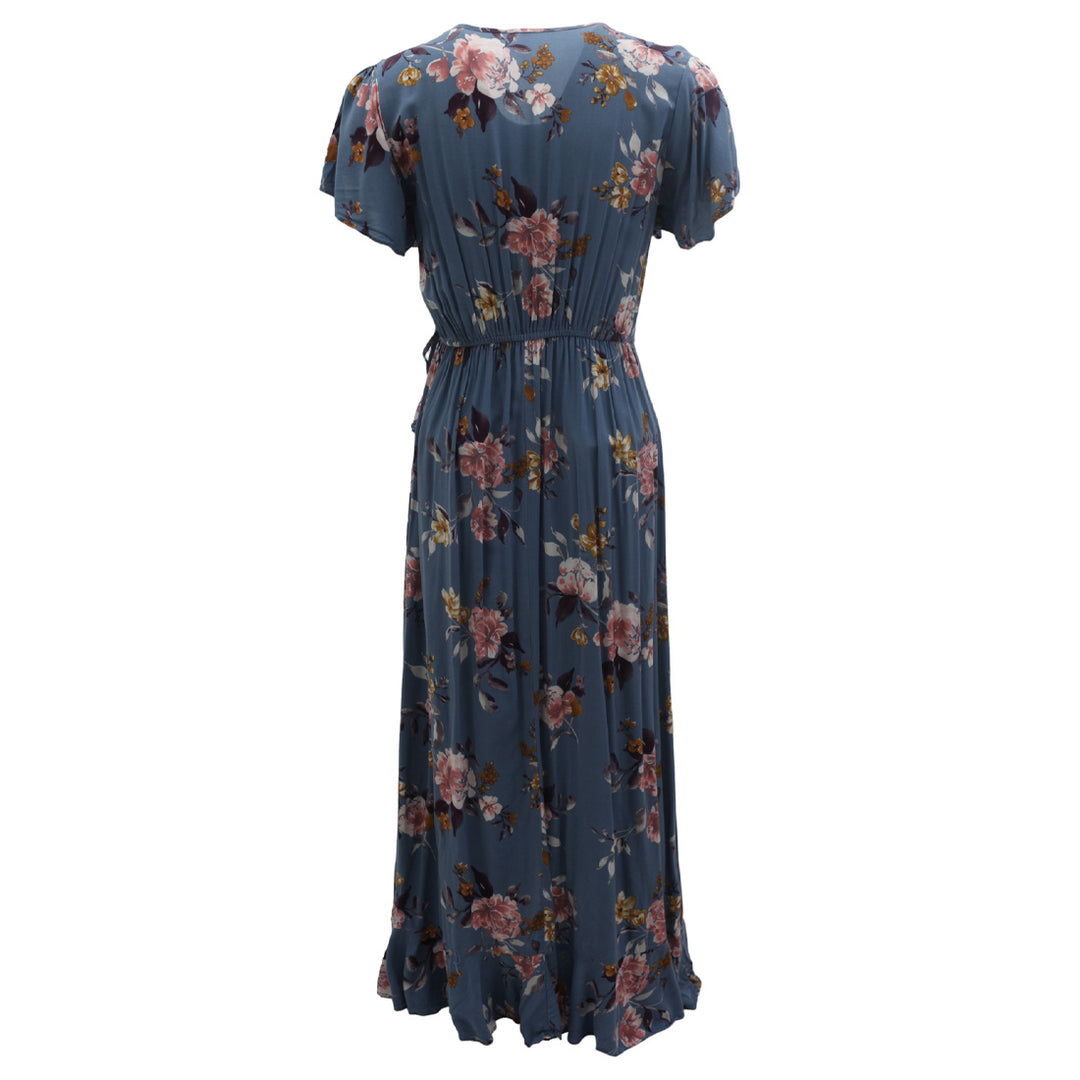 Ladies Xhilaration Floral Wrap Ruffle Dress