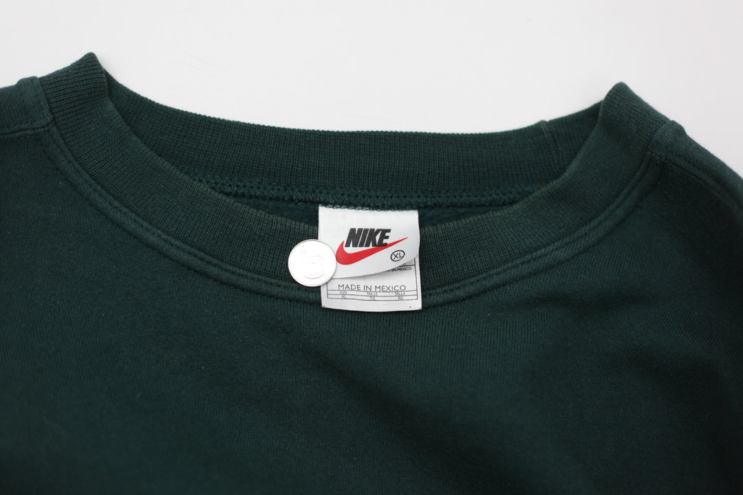 90's Vintage Nike Swoosh Embroidered Crewneck Sweatshirt Green