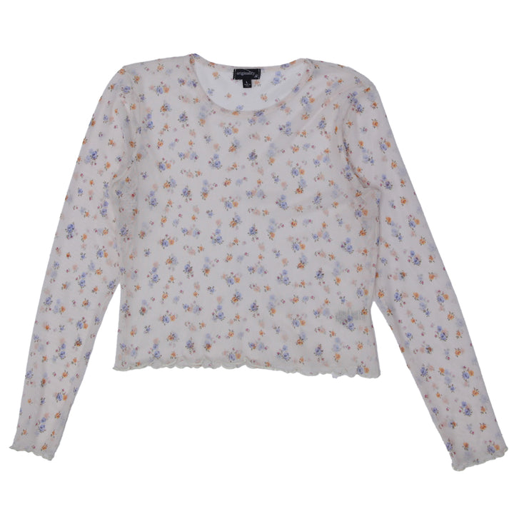 Y2K Mesh Floral Long Sleeve Top