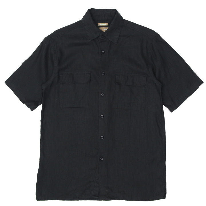 Mens Bruno Black Linen Shirt