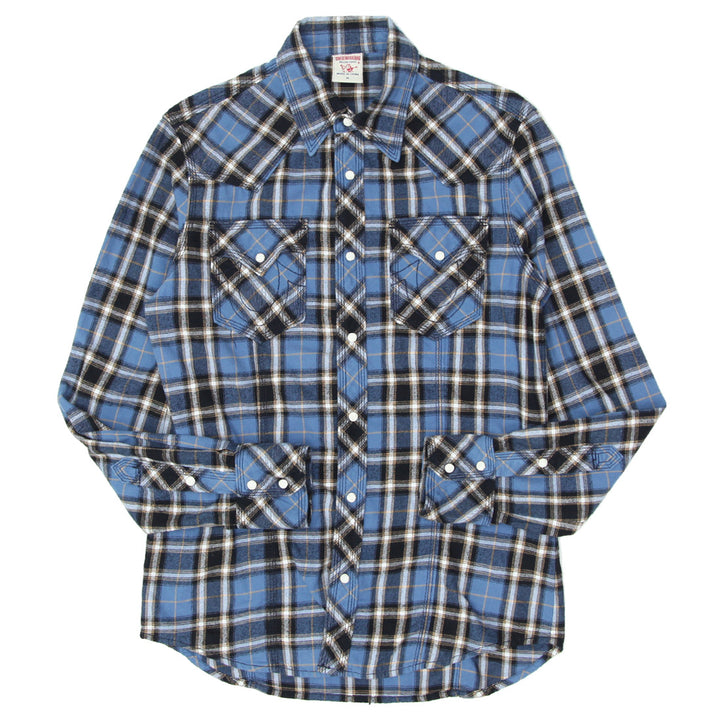 Mens True Religion Pearl Button Plaid Flannel Shirt