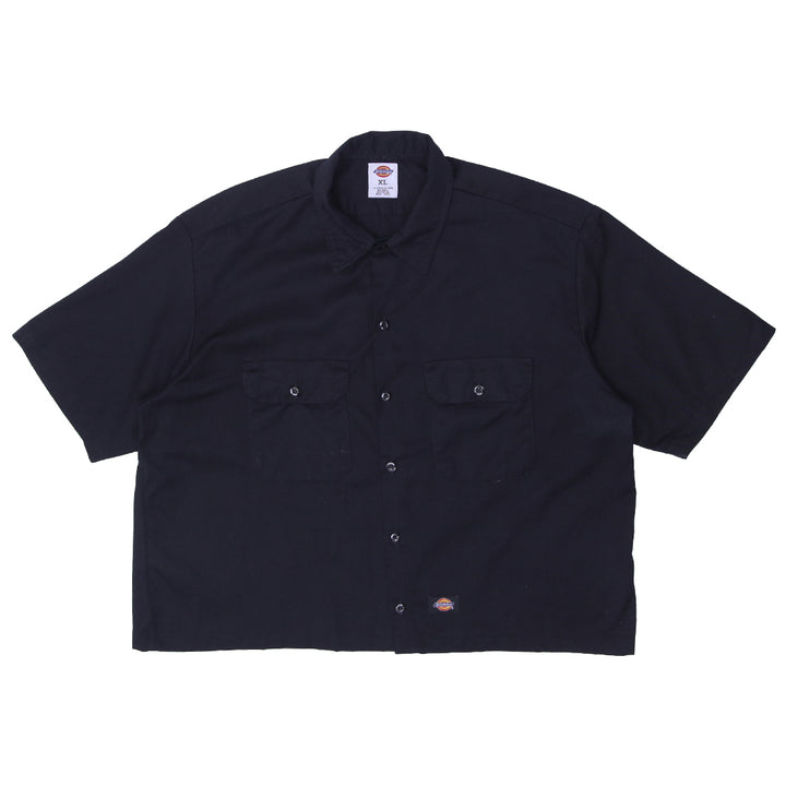 Mens Dickies Customized Crop Work Shirt Black