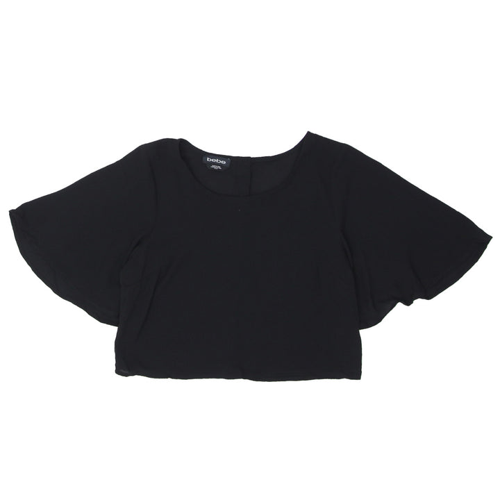 Ladies Bebe Bell Sleeve Crop Top