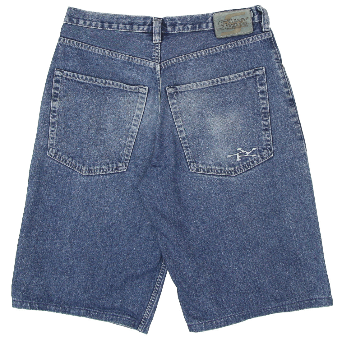 Mens Silver Jeans Denim Shorts Fashion Rerun Vintage