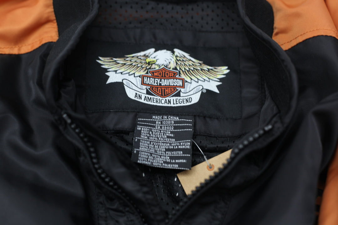 Vintage Harley Davidson Embroidered Full Zip Biker Bomber Jacket