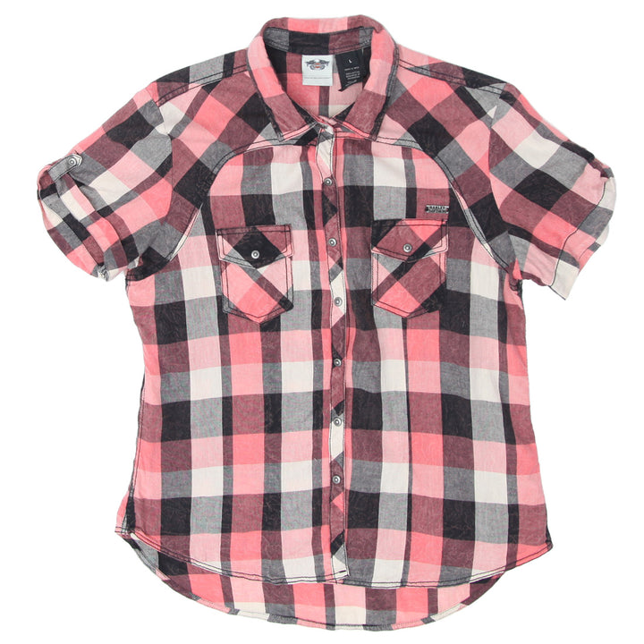 Ladies Harley Davidson Plaid Short Sleeve Shirt/Blouse