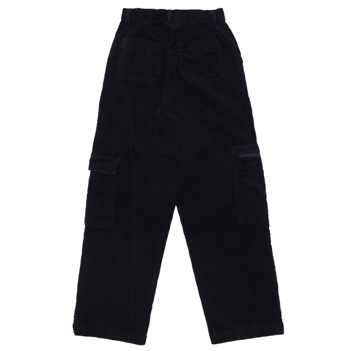 Ladies Dazie High Waist Corduroy Cargo Pants Black