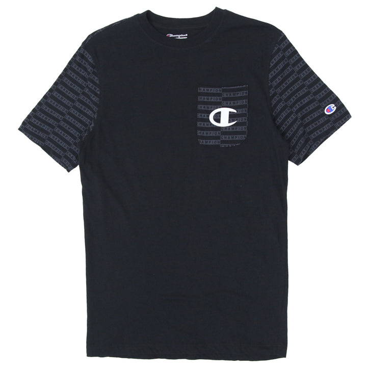 Mens Champion Black Pocket T-Shirt