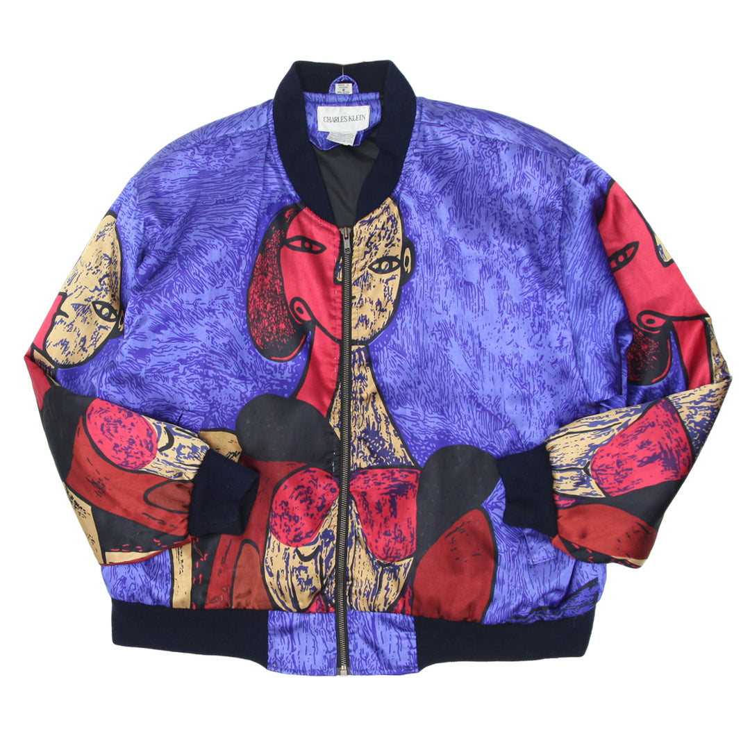 Vintage 90s Charles Klein Picasso Abstract Bomber Ladies Jacket