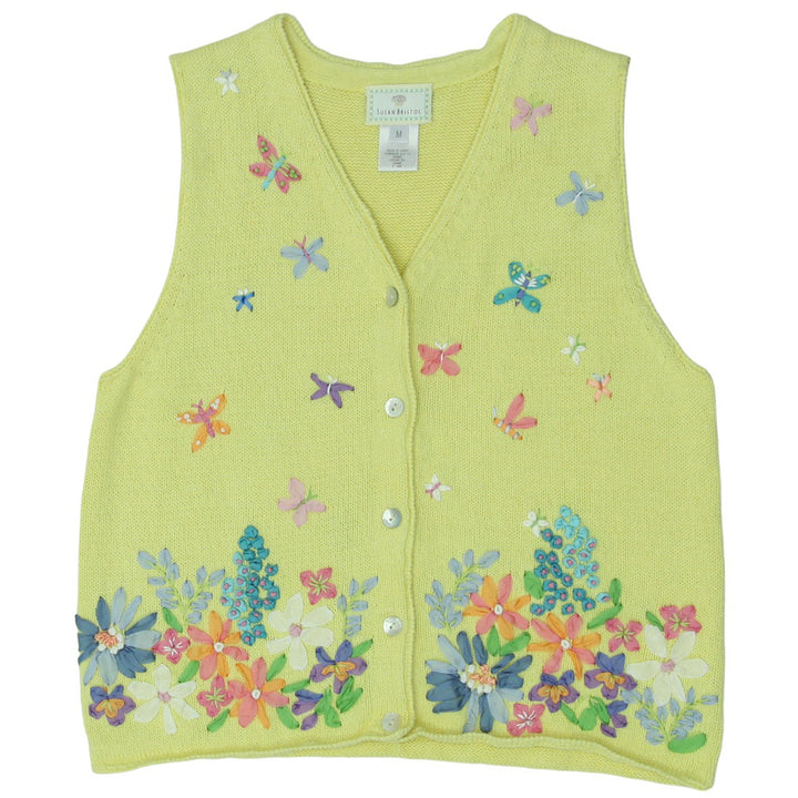 Ladies Floral Knitted Sleeveless Sweater Vest