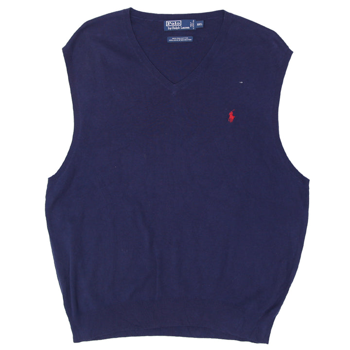 Vintage Polo by Ralph Lauren V-Neck Sweater Vest Navy Blue