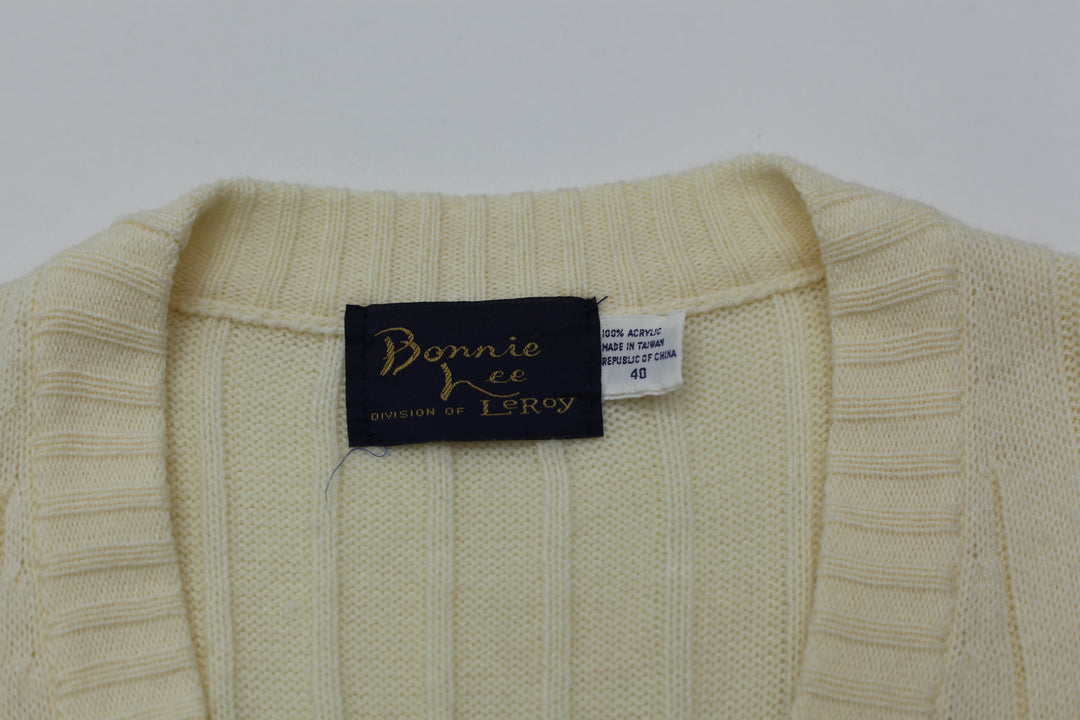 Vintage Bonnie Lee Leroy Sleeveless Sweater Cardigan Ladies