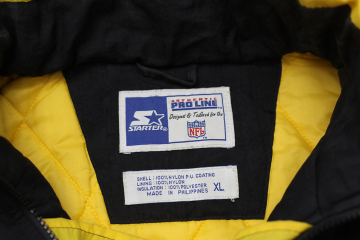 Vintage Starter NFL Proline Steelers 1/2 Zip Quilted Hooded Jacket