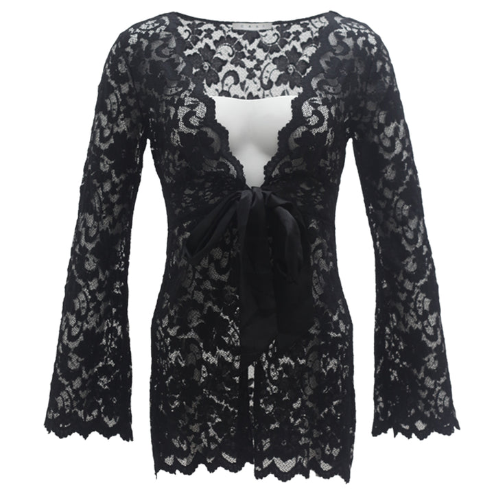 Ladies Cabi Black Lace Mesh Front Tie Cover Ups