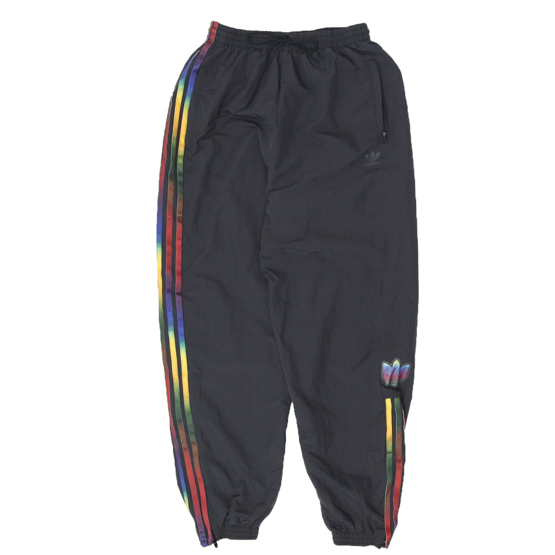 Ladies Adidas Multi Color Stripe Black Nylon Track Pants