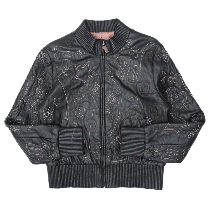 Y2K Rocawear Stitched Detailed Full Zip Leather Jacket