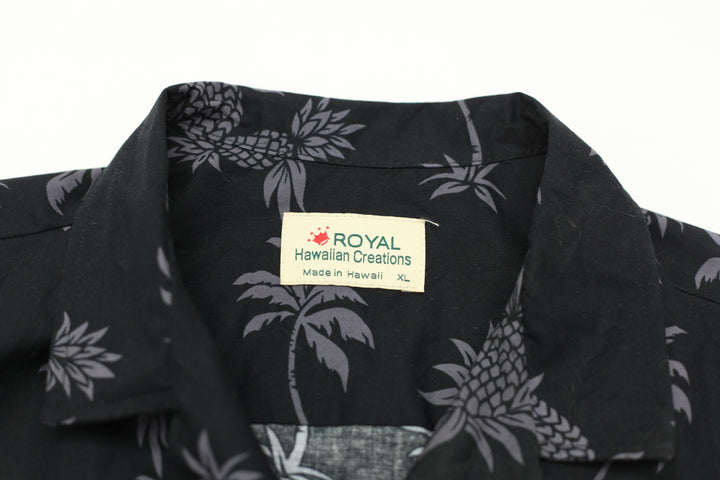 Vintage Royal Hawaiin Creations Guitar Pineapple Print Hawaiian Shirt