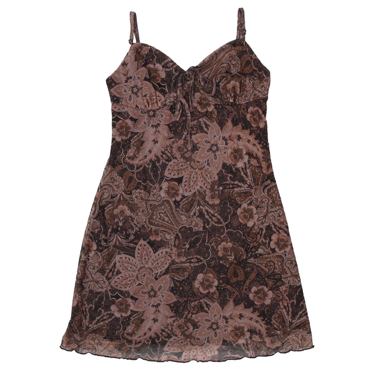 Y2K Strappy Floral Mesh Short Dress