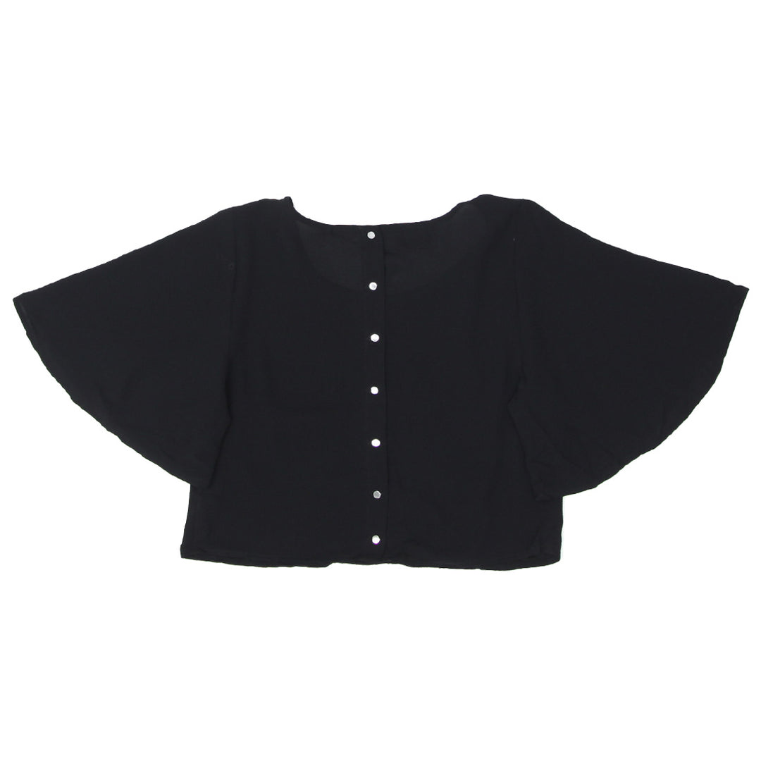 Ladies Bebe Bell Sleeve Crop Top