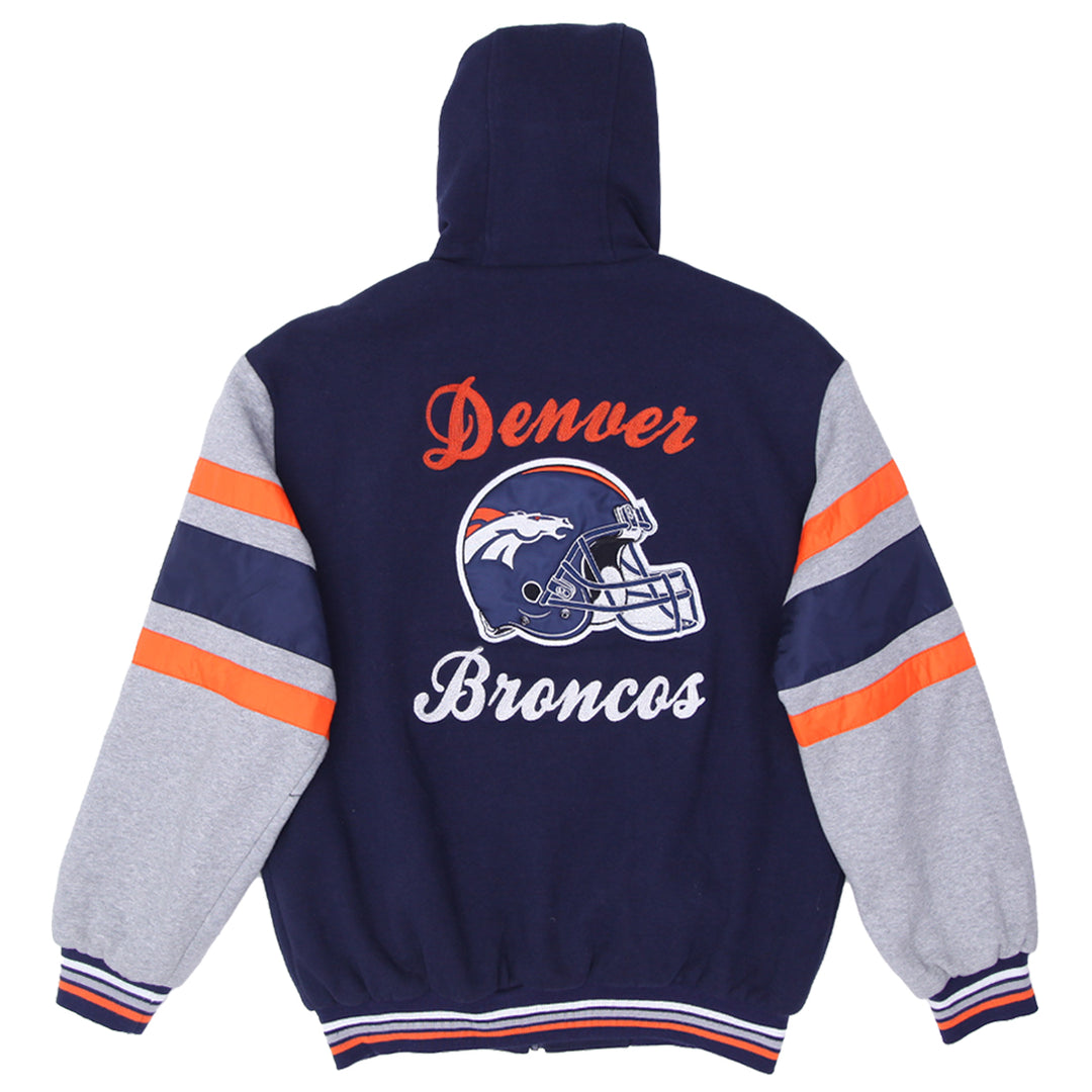 Mens NFL Denver Broncos Quilted Full Zip Hoodie