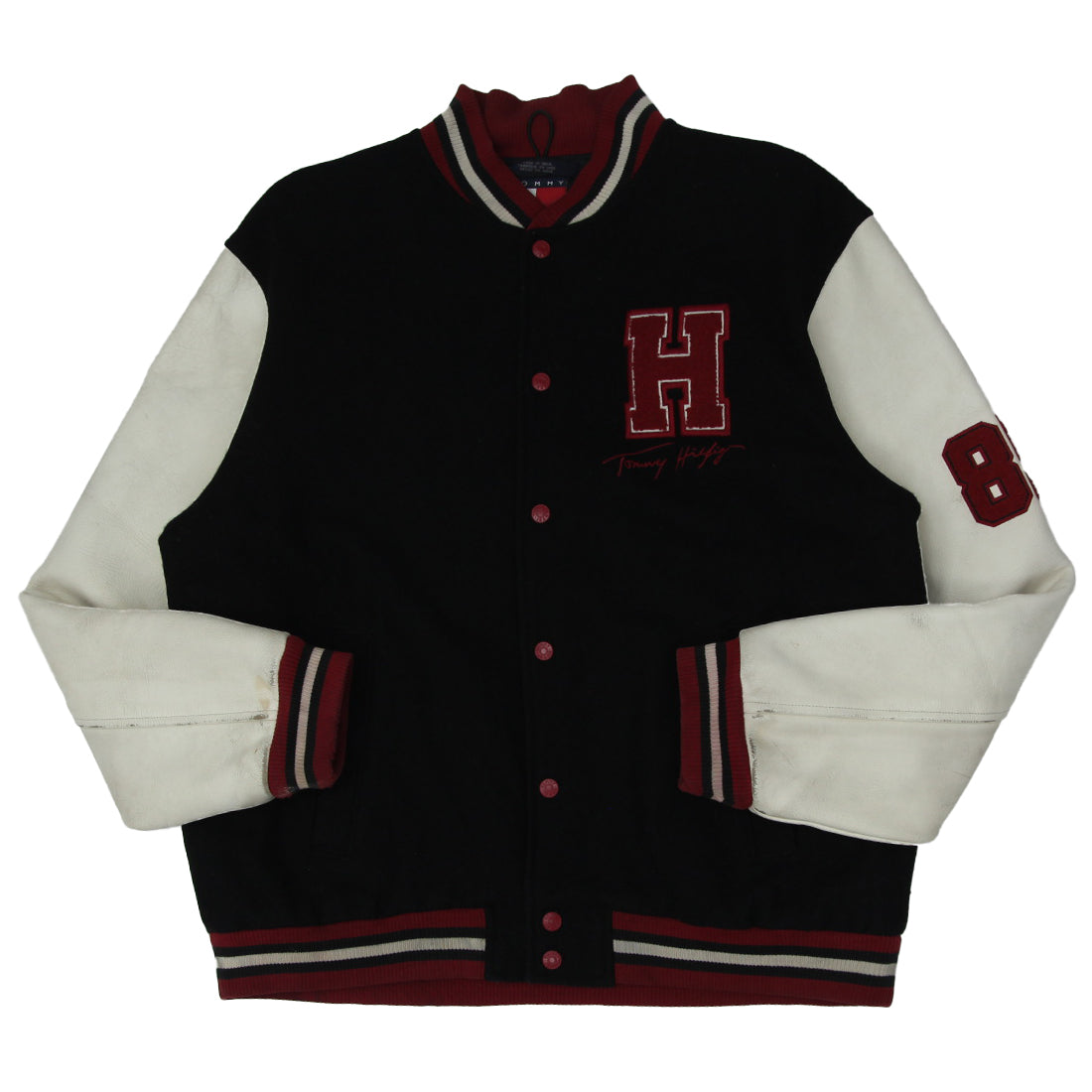 Tommy hilfiger leather varsity jacket sale