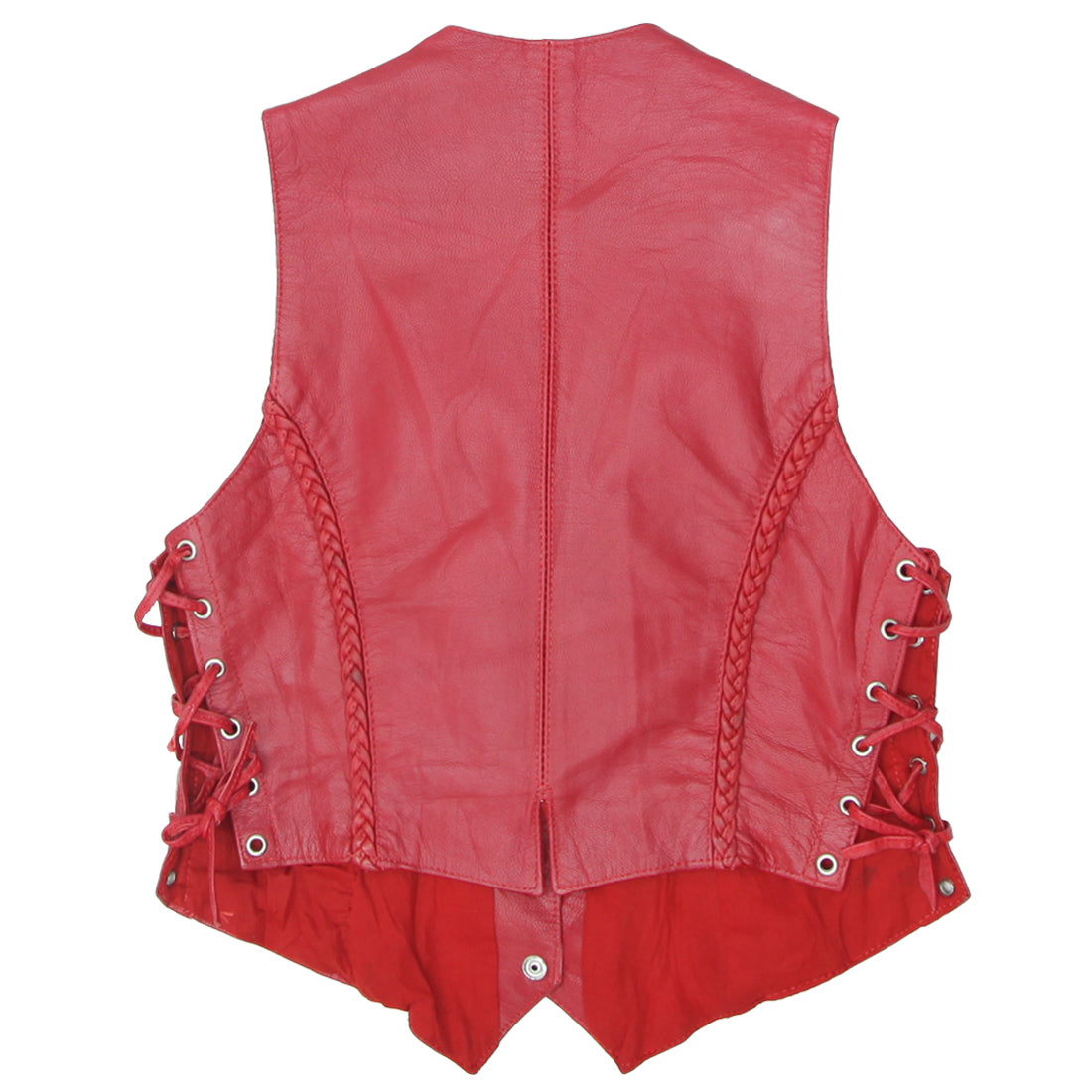 Ladies Unik Premium Leather Vest Red Fashion Rerun Vintage